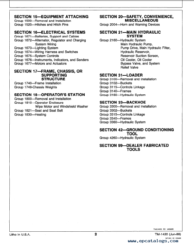 1987 John Deere 310c Backhoe Service Manual