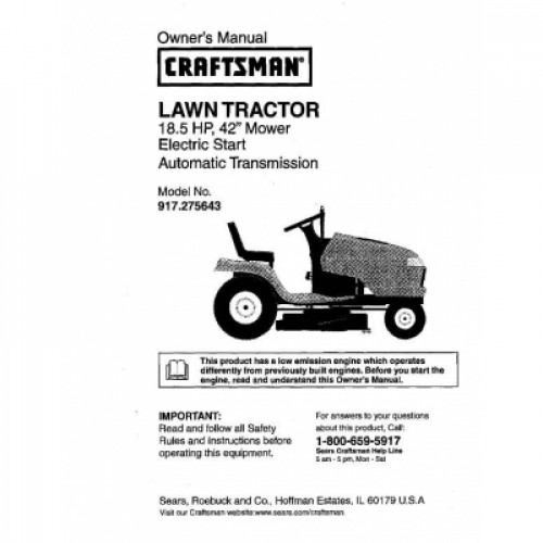 Craftsman lawn mower 917 series owners manual